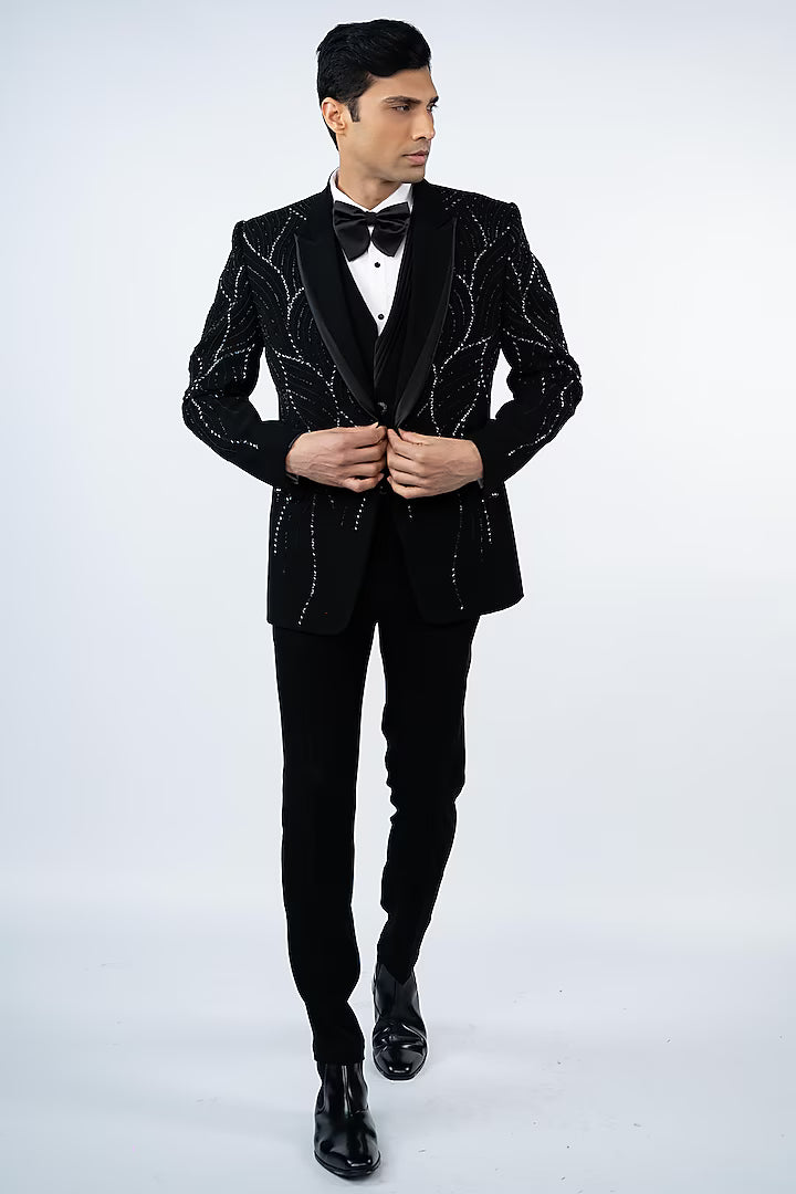 Black Layered Lapel Tuxedo