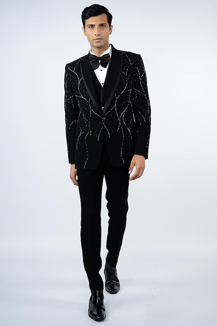 Black Layered Lapel Tuxedo