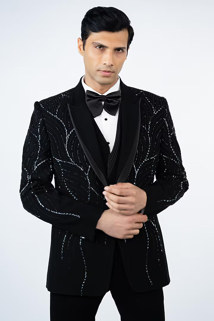 Black Layered Lapel Tuxedo – Image 2