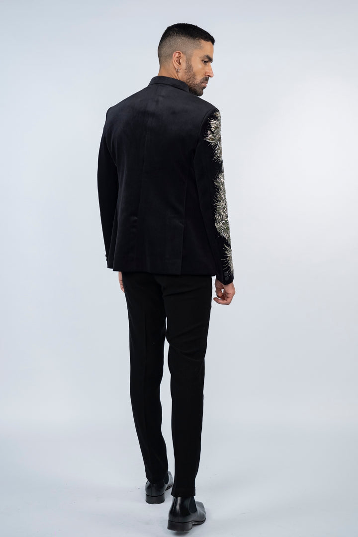 Black Suede Velvet Lion Jodhpuri