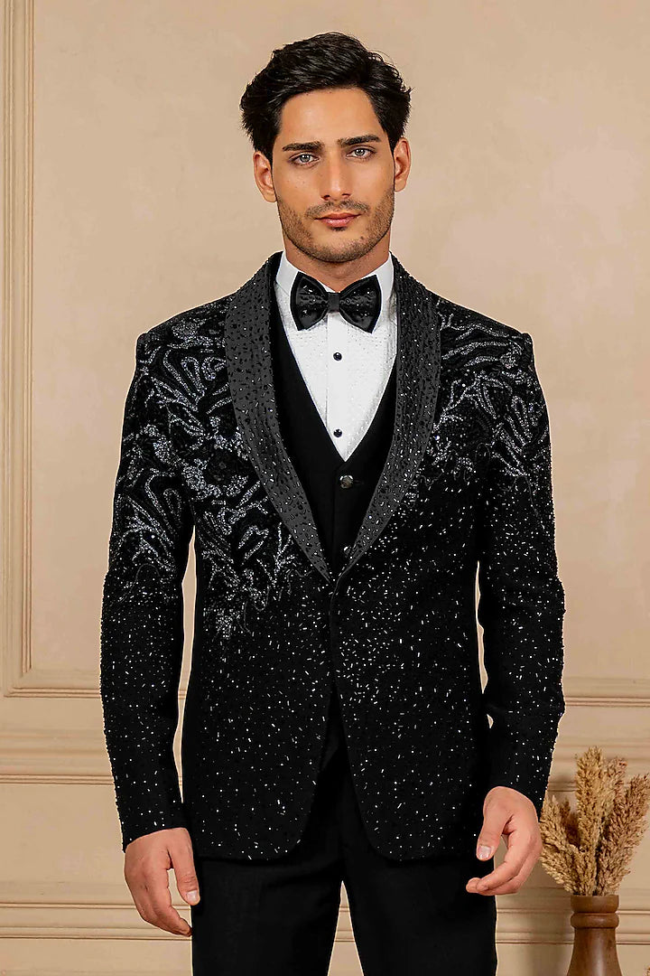 Black Tuxedo With Hand Embroidery