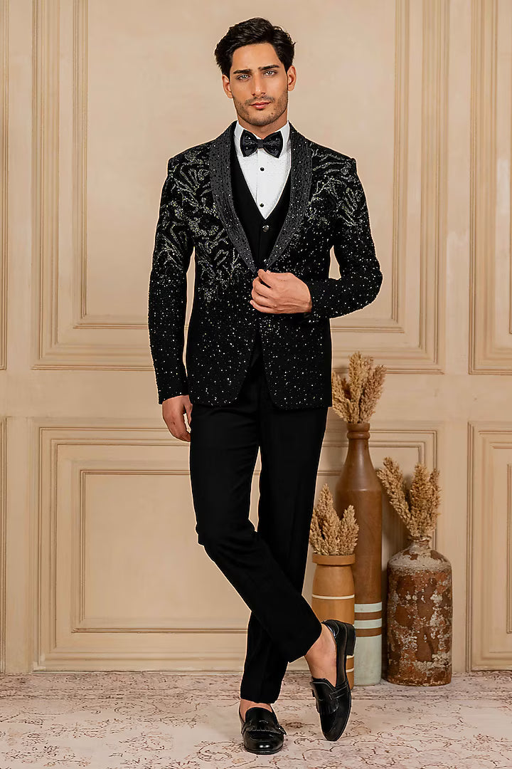 Black Tuxedo With Hand Embroidery