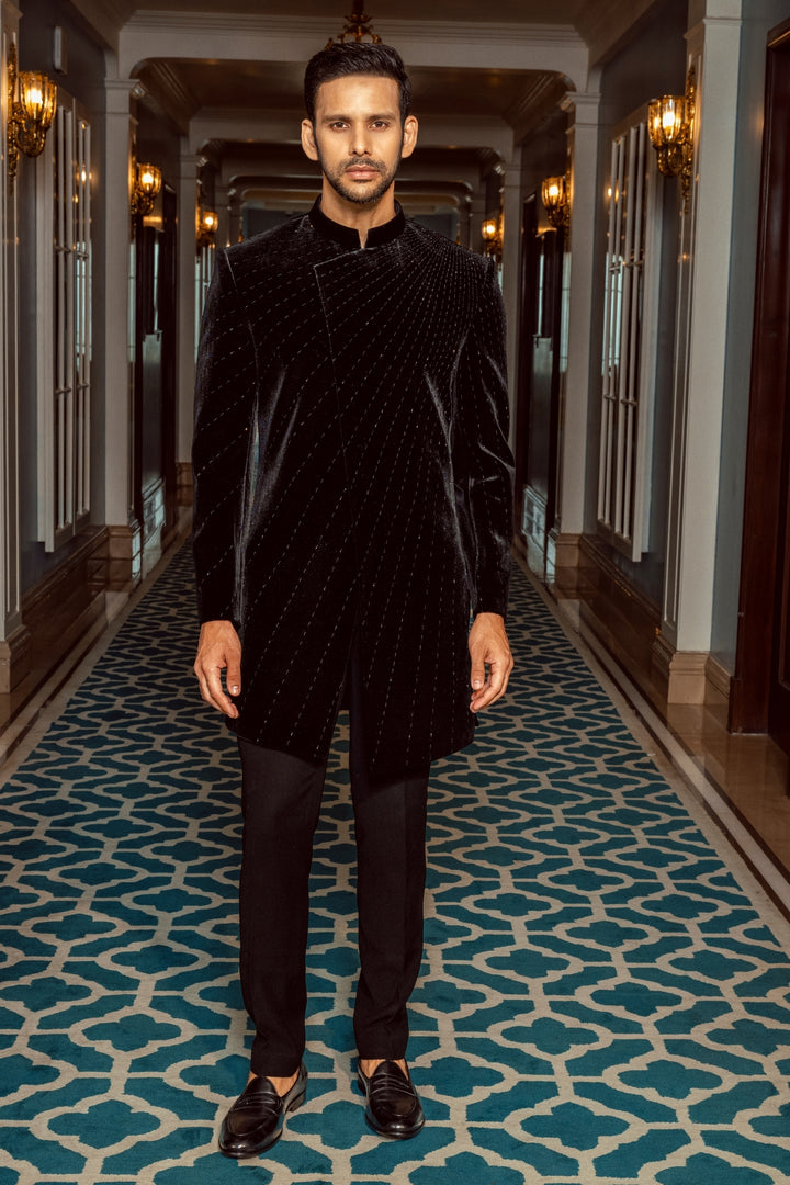 Black Velvet Asymmetrical Indo-Western