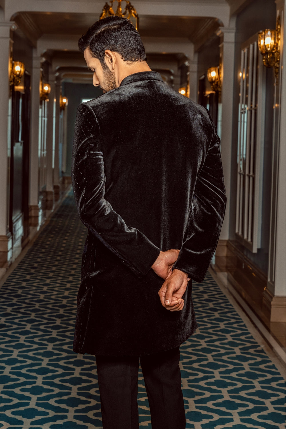 Black Velvet Asymmetrical Indo-Western