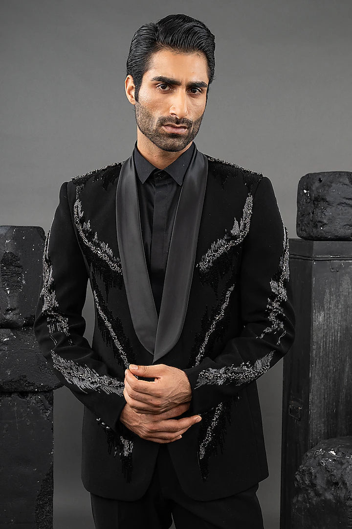 Black tuxedo with hand embroidery – Image 3