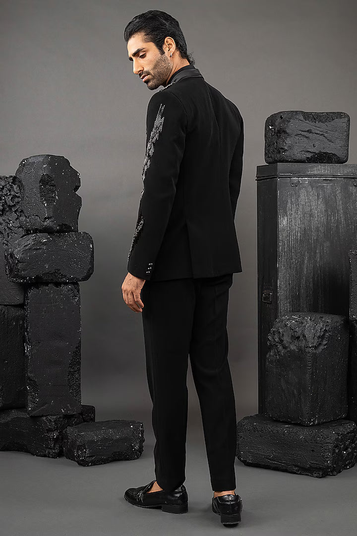 Black tuxedo with hand embroidery