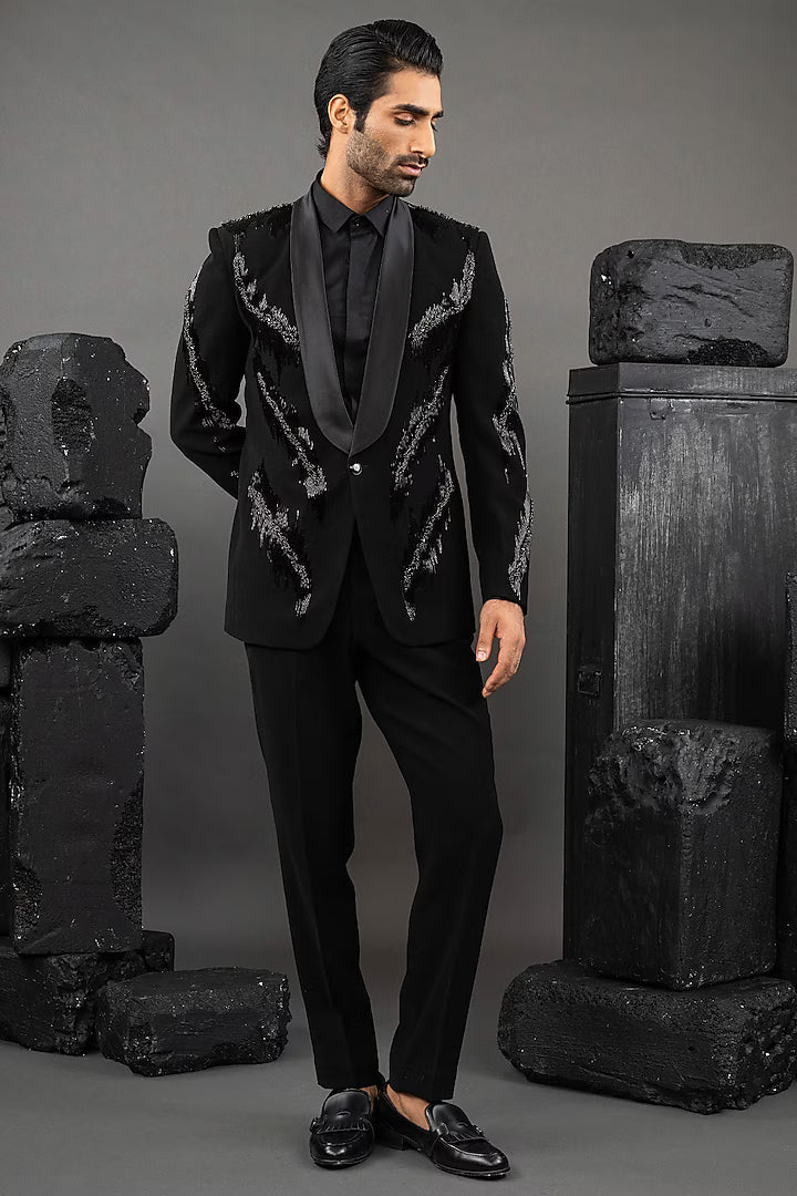 Black tuxedo with hand embroidery – Image 2