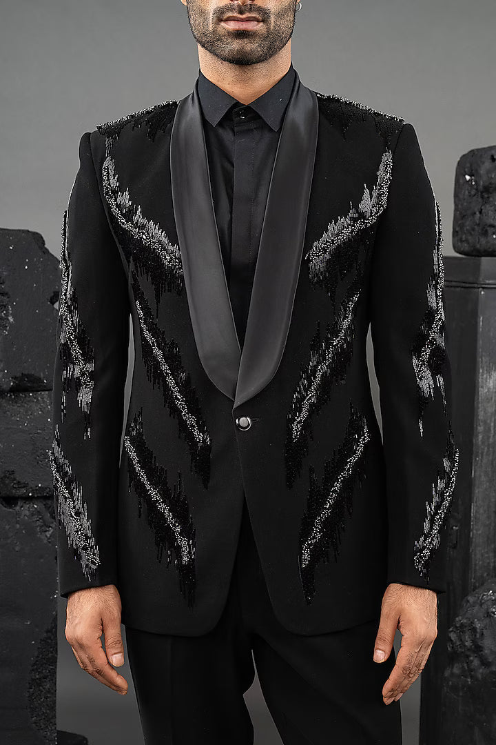Black tuxedo with hand embroidery