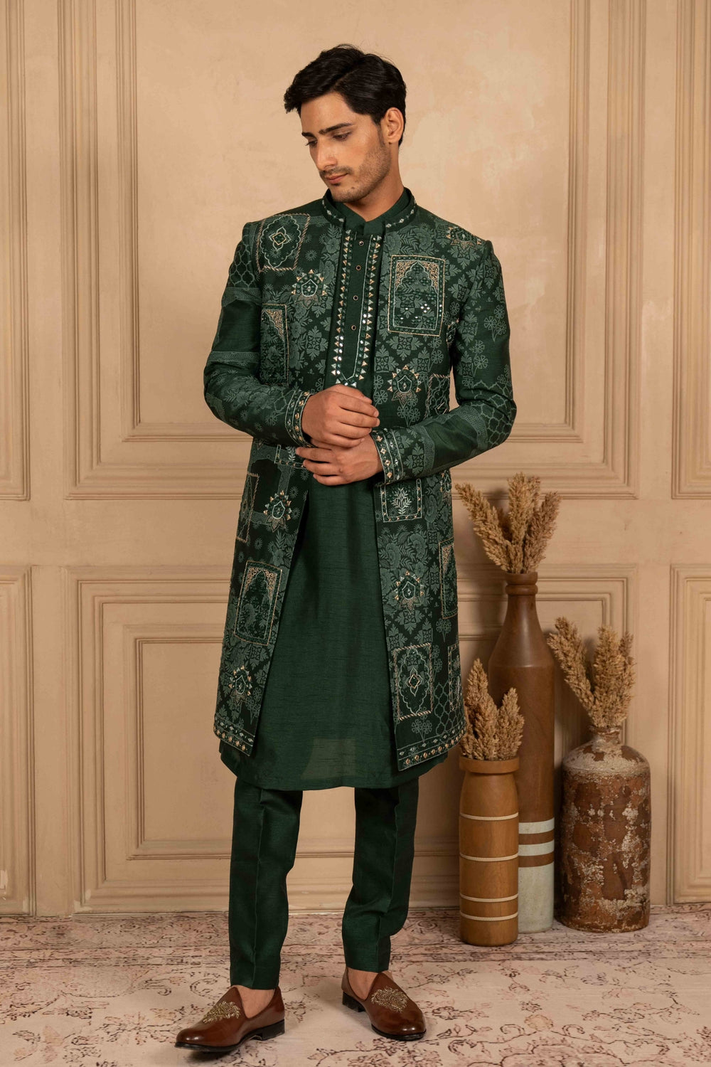Bottle Green Indo-Western Set
