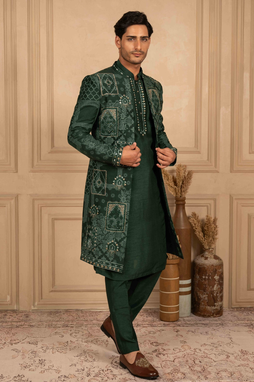 Bottle Green Indo-Western Set – Image 5