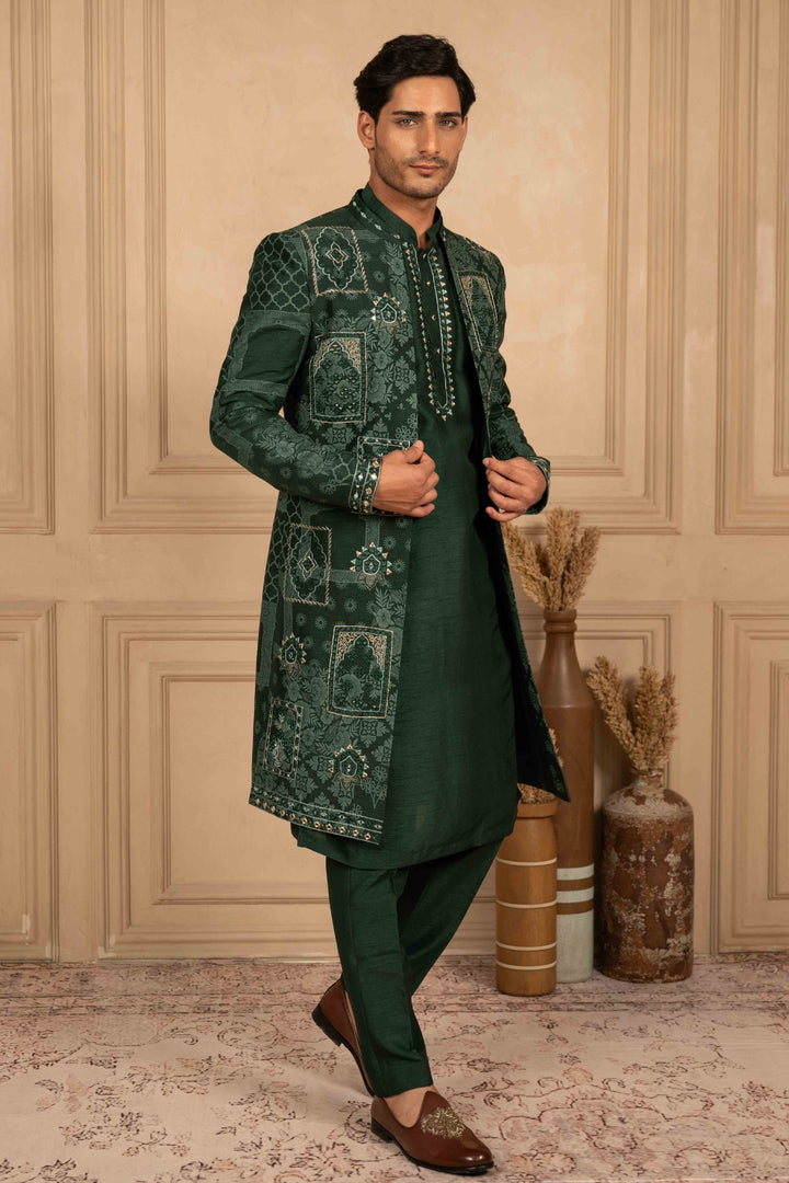 Bottle Green Indo-Western Set
