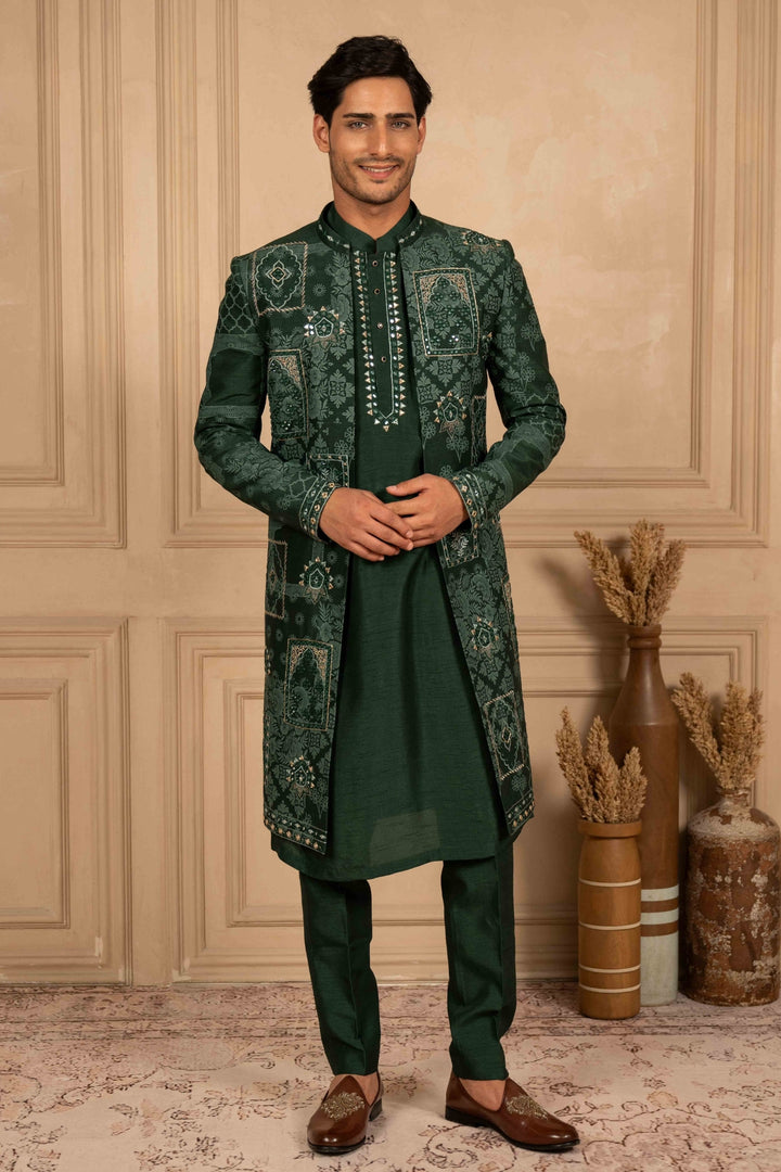 Bottle Green Indo-Western Set