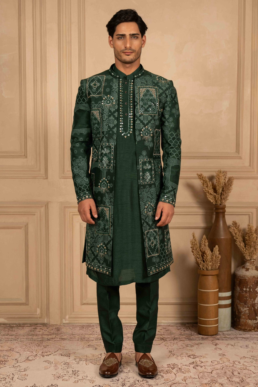 Bottle Green Indo-Western Set – Image 3