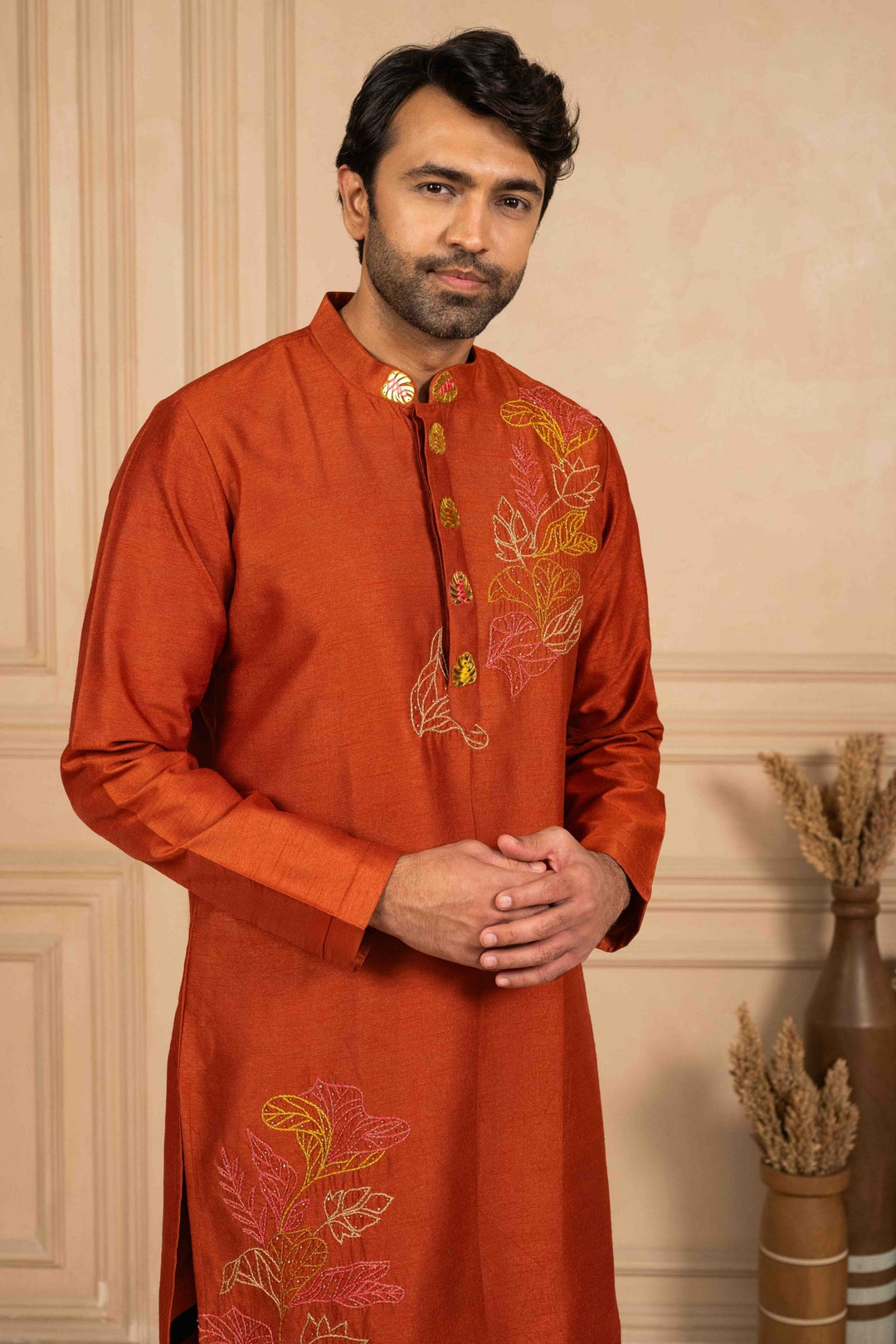 Burnt Orange Kurta with Reshamkari Work – Image 7