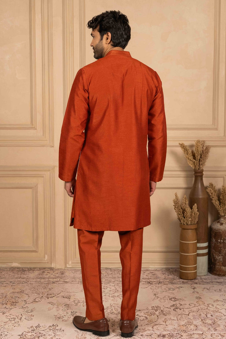 Burnt Orange Kurta with Reshamkari Work