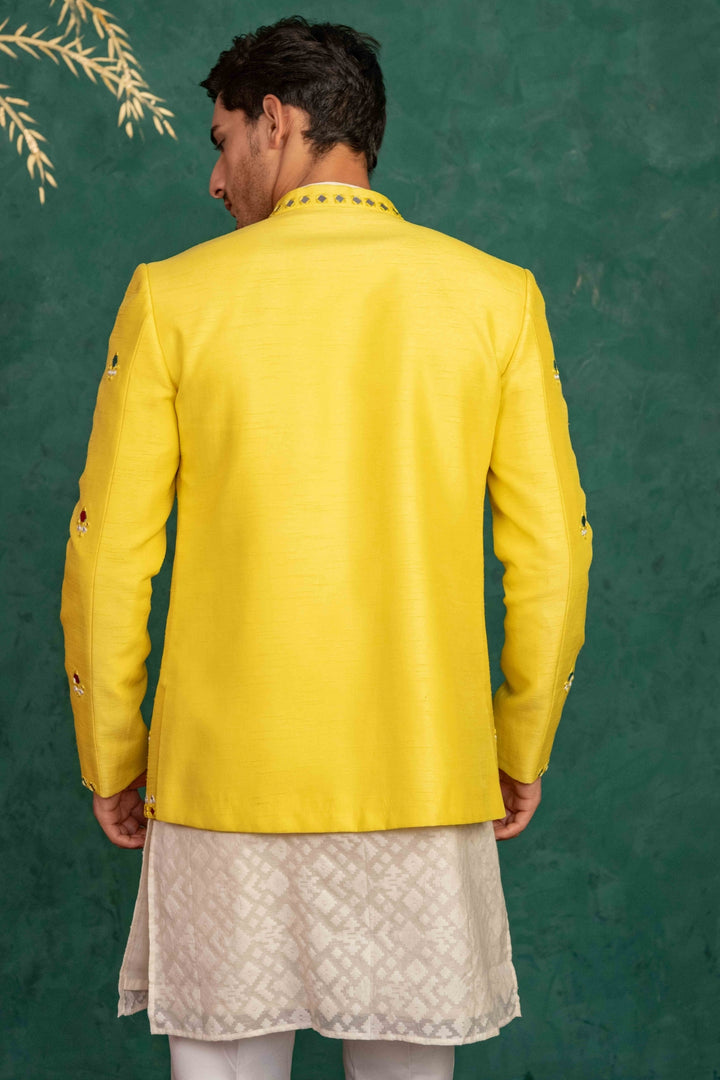 Canary Yellow Jodhpuri with Mirror Work