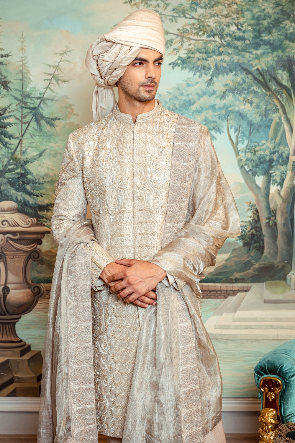 Champagne Gold Chandelier Sherwani
