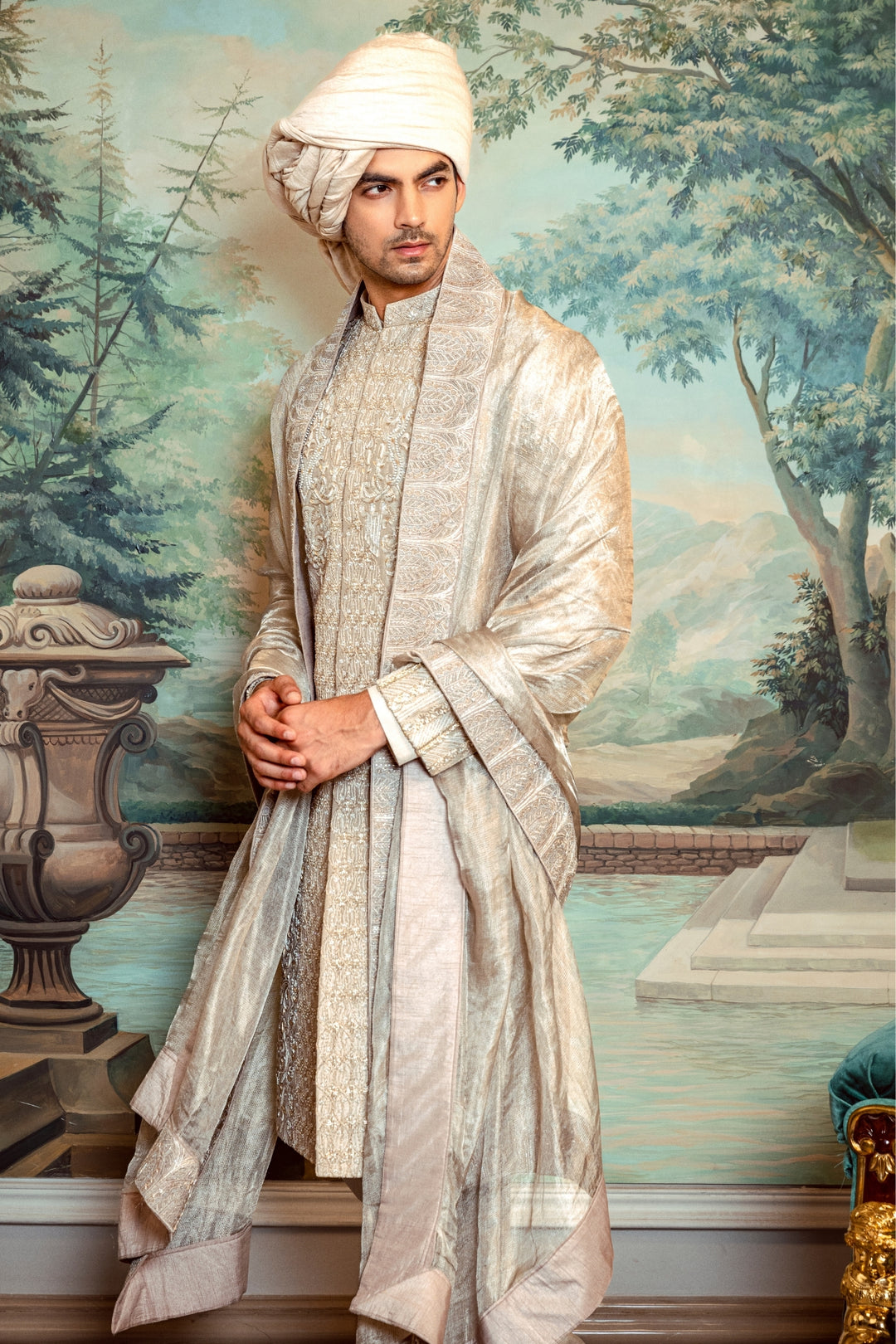 Champagne Gold Chandelier Sherwani – Image 7