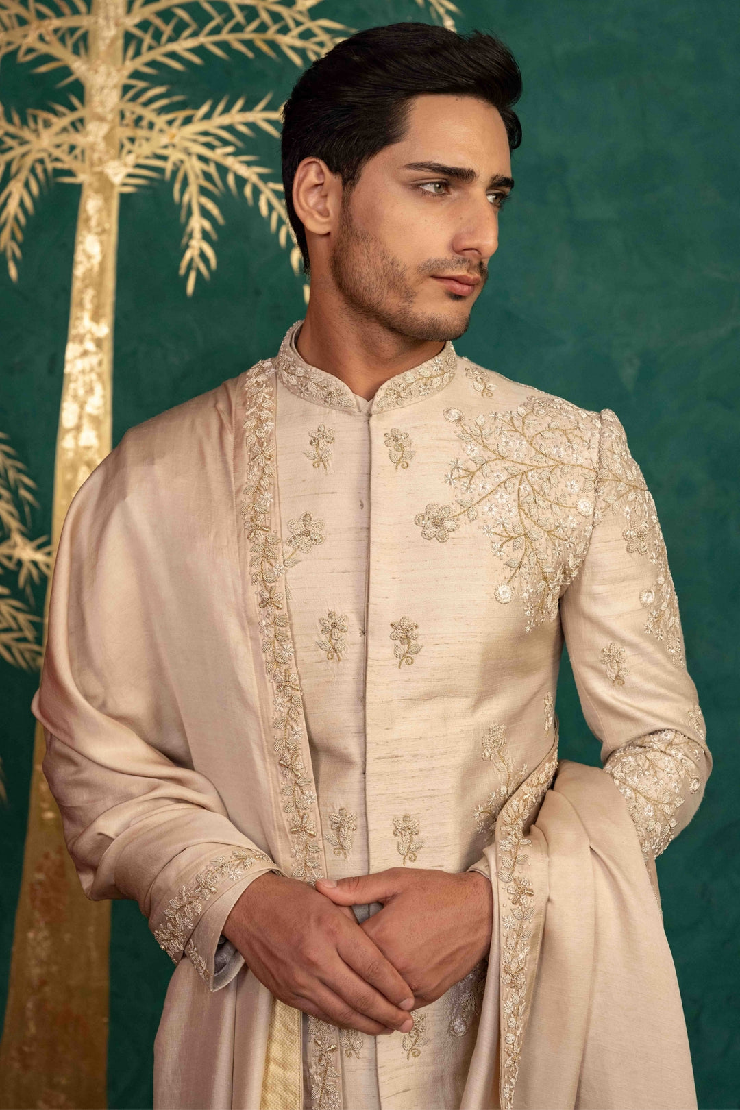 Champagne Gold sherwani – Image 7