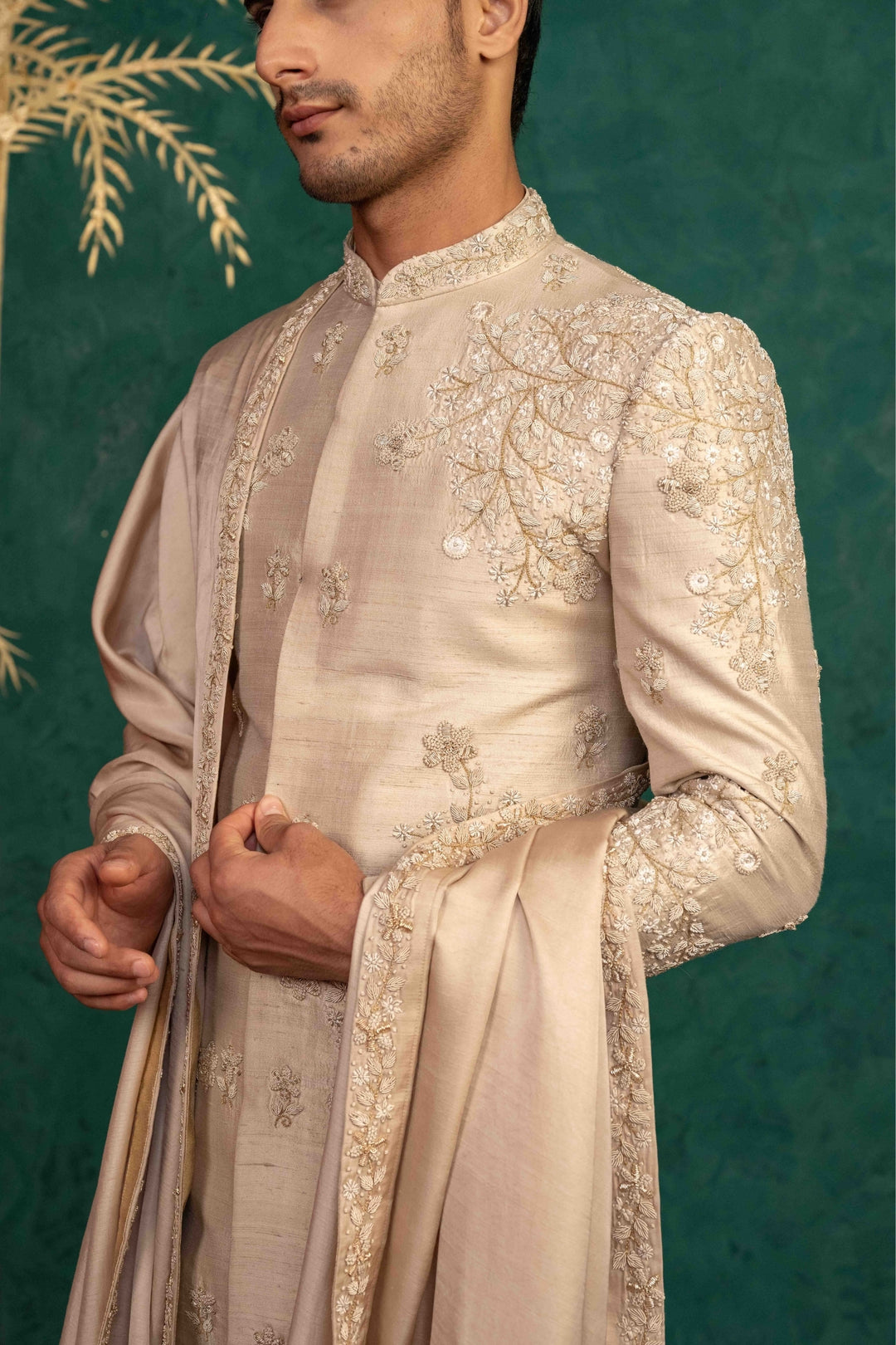 Champagne Gold sherwani – Image 8