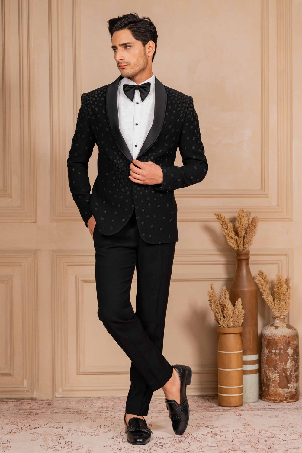 Classic Black Pleated Tuxedo