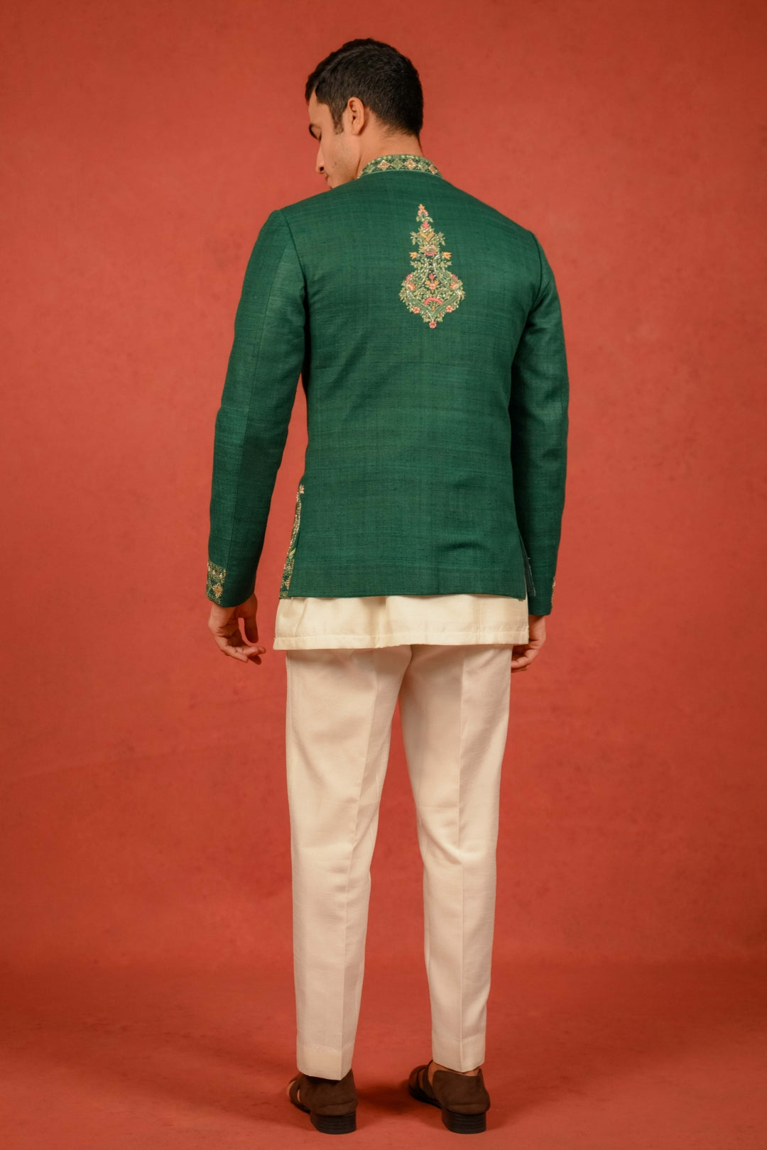 Classic Emerald Green Jodhpuri Ensemble – Image 7