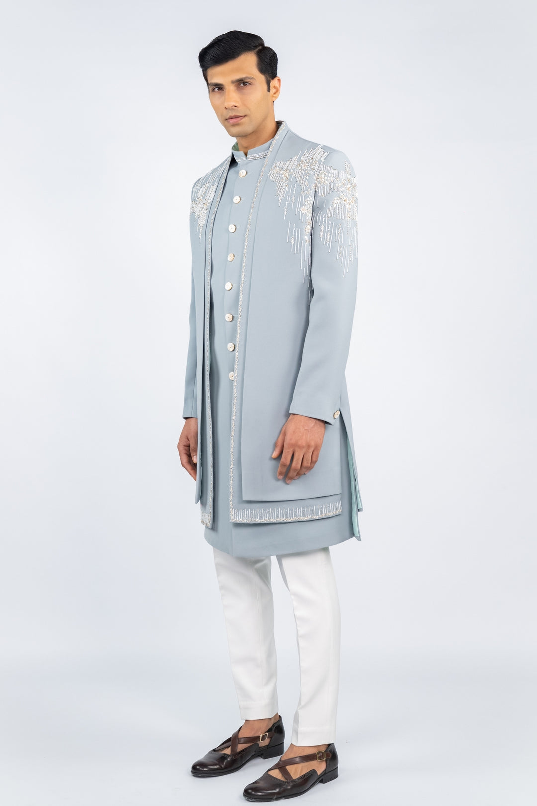 Cornflower Blue Indo Western Set – Image 4