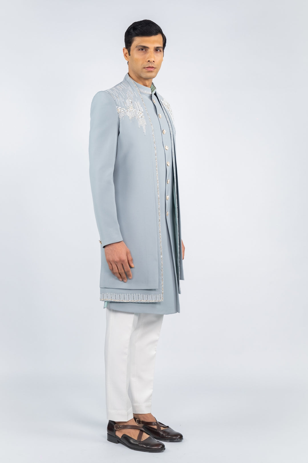 Cornflower Blue Indo Western Set – Image 5