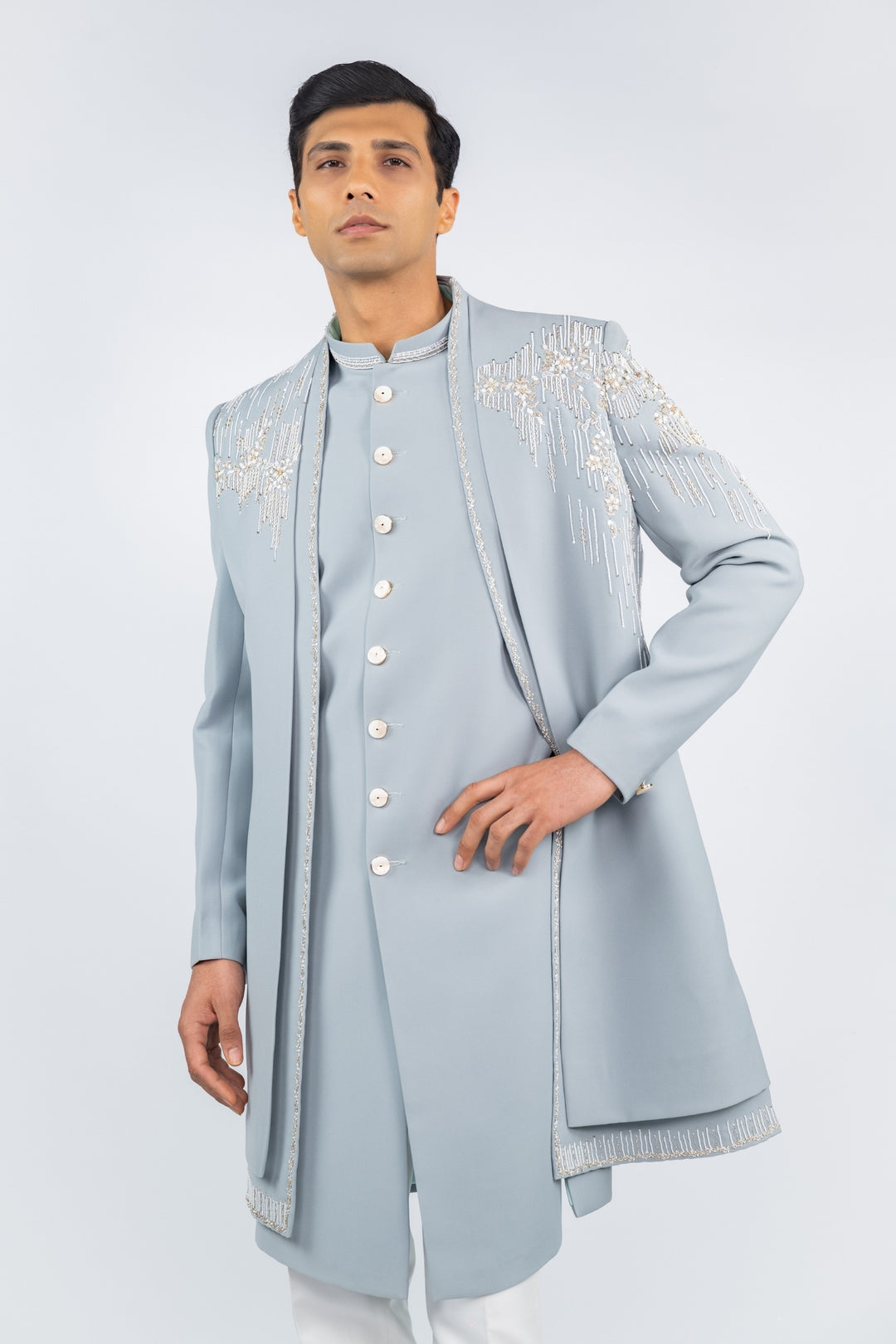 Cornflower Blue Indo Western Set – Image 6