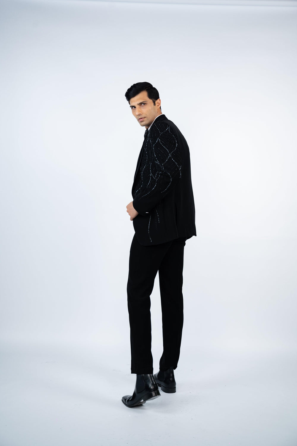 Black Layered Lapel Tuxedo