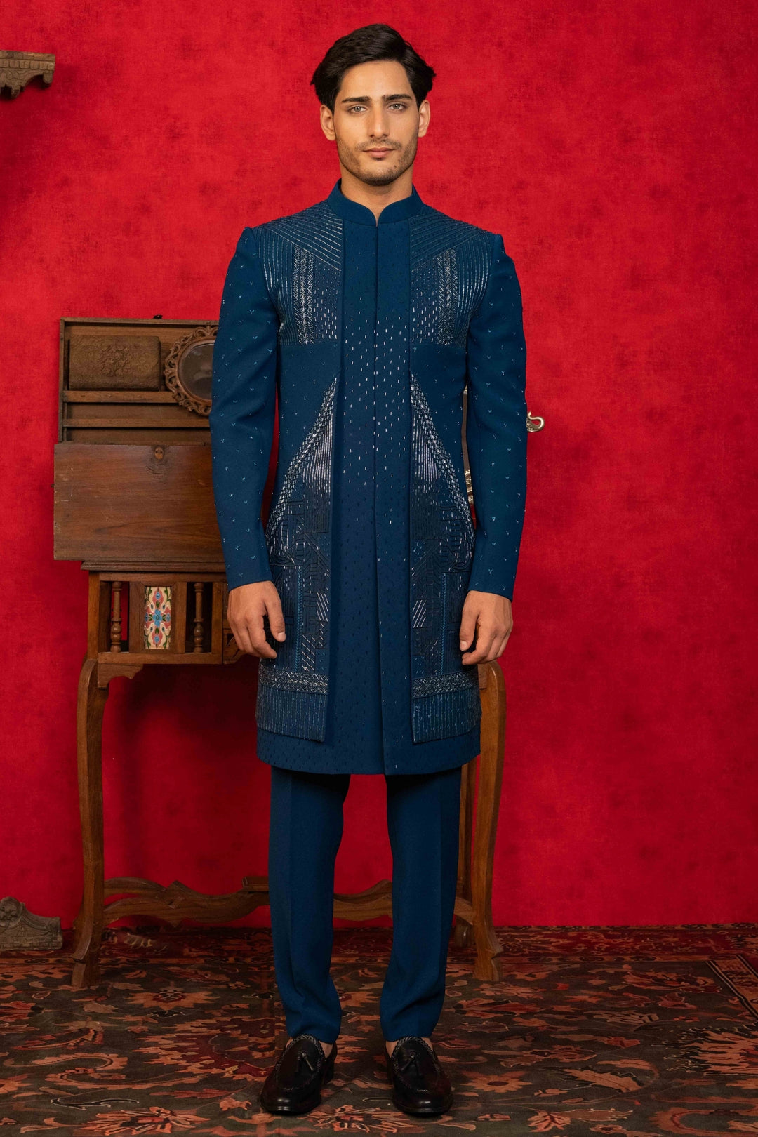 Deep Sea Blue Indo-Western Set
