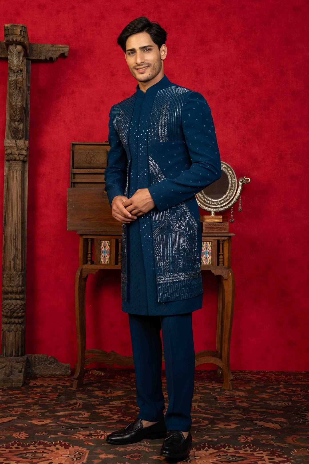 Deep Sea Blue Indo-Western Set – Image 4
