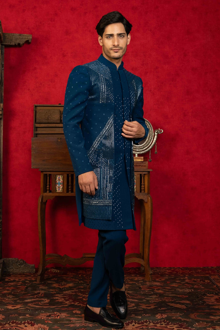 Deep Sea Blue Indo-Western Set