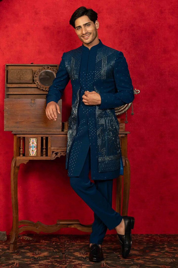 Deep Sea Blue Indo-Western Set