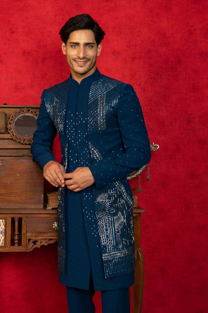 Deep Sea Blue Indo-Western Set