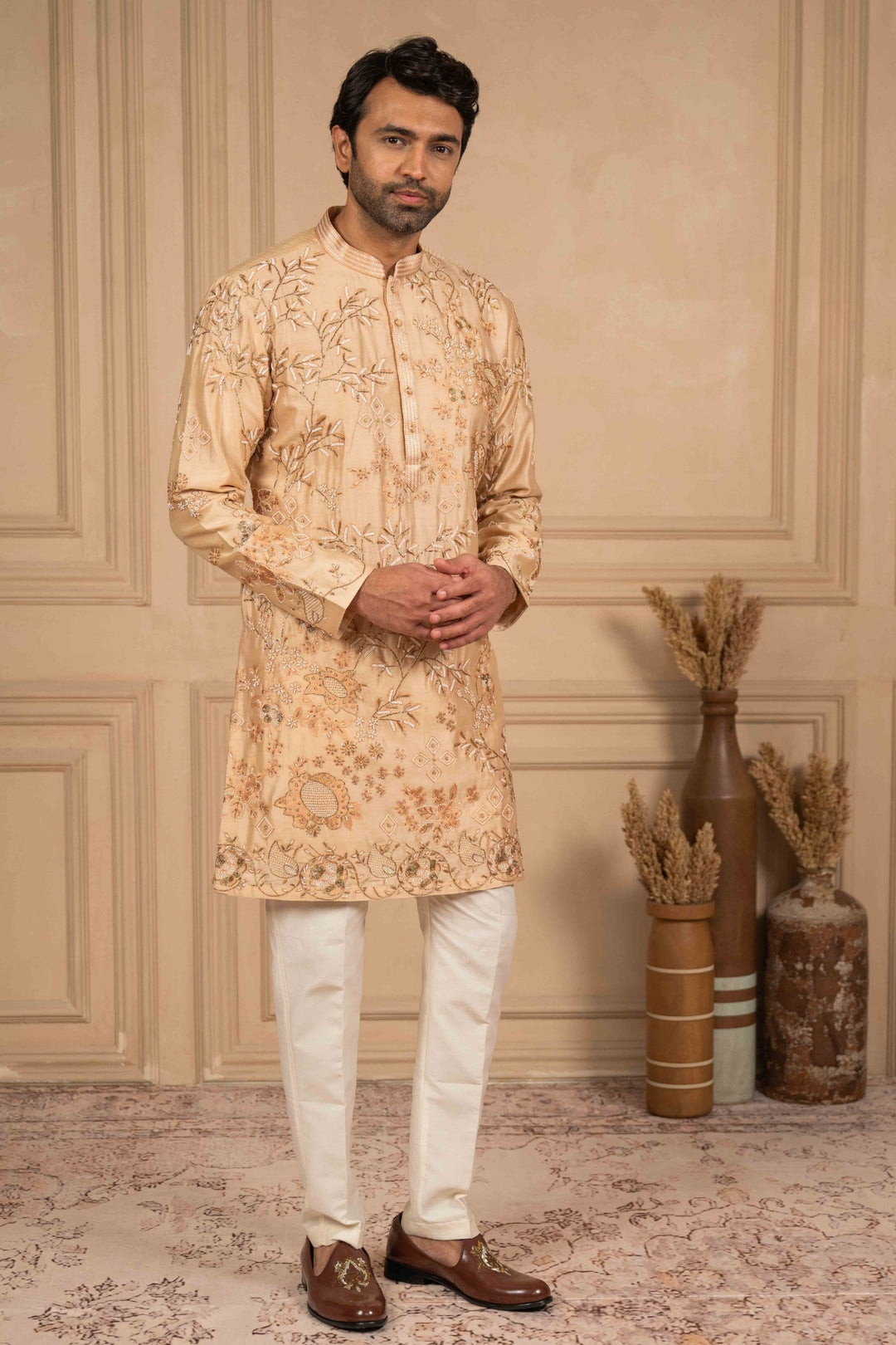 Dusty Peach Embroidered kurta – Image 3