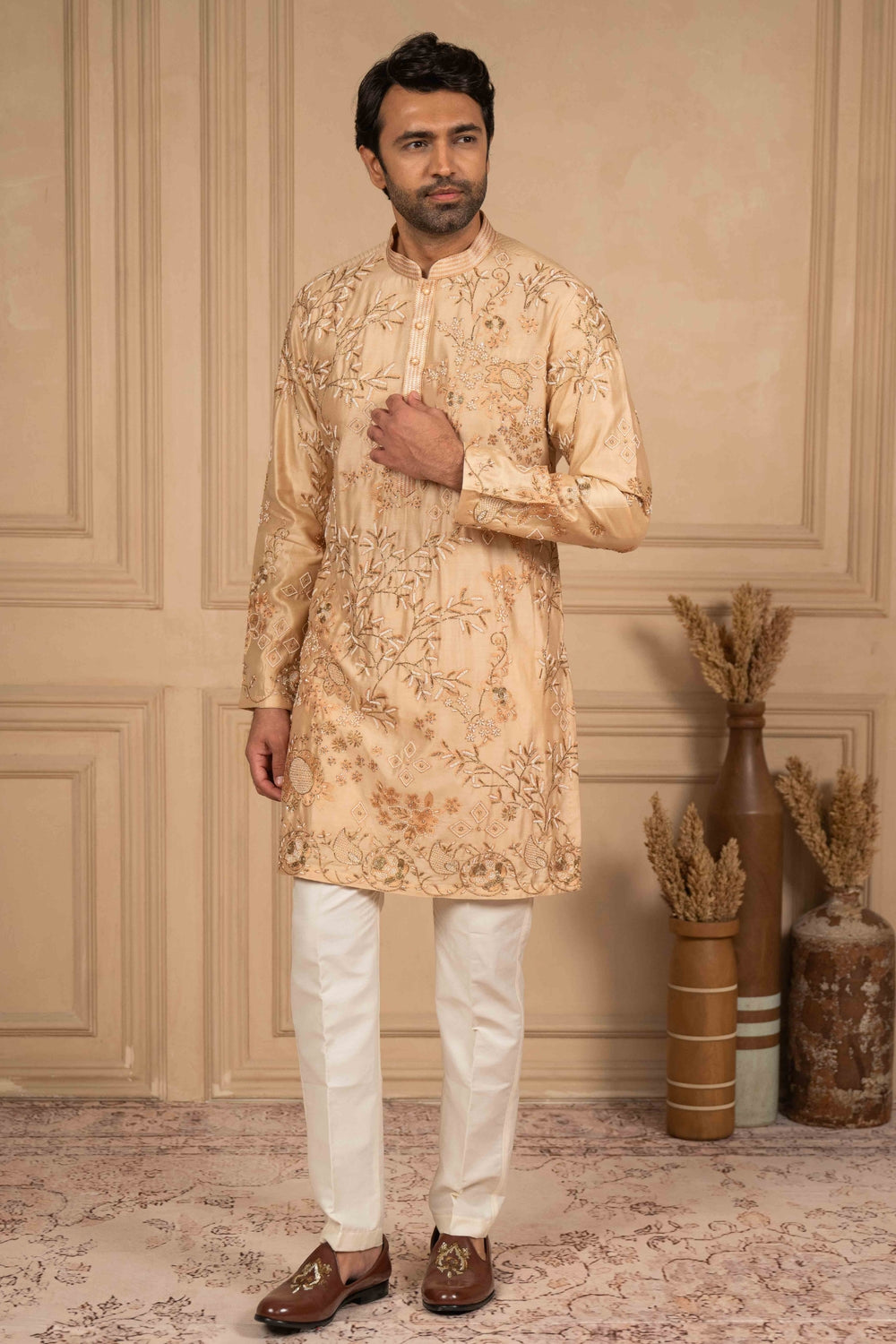 Dusty Peach Embroidered kurta