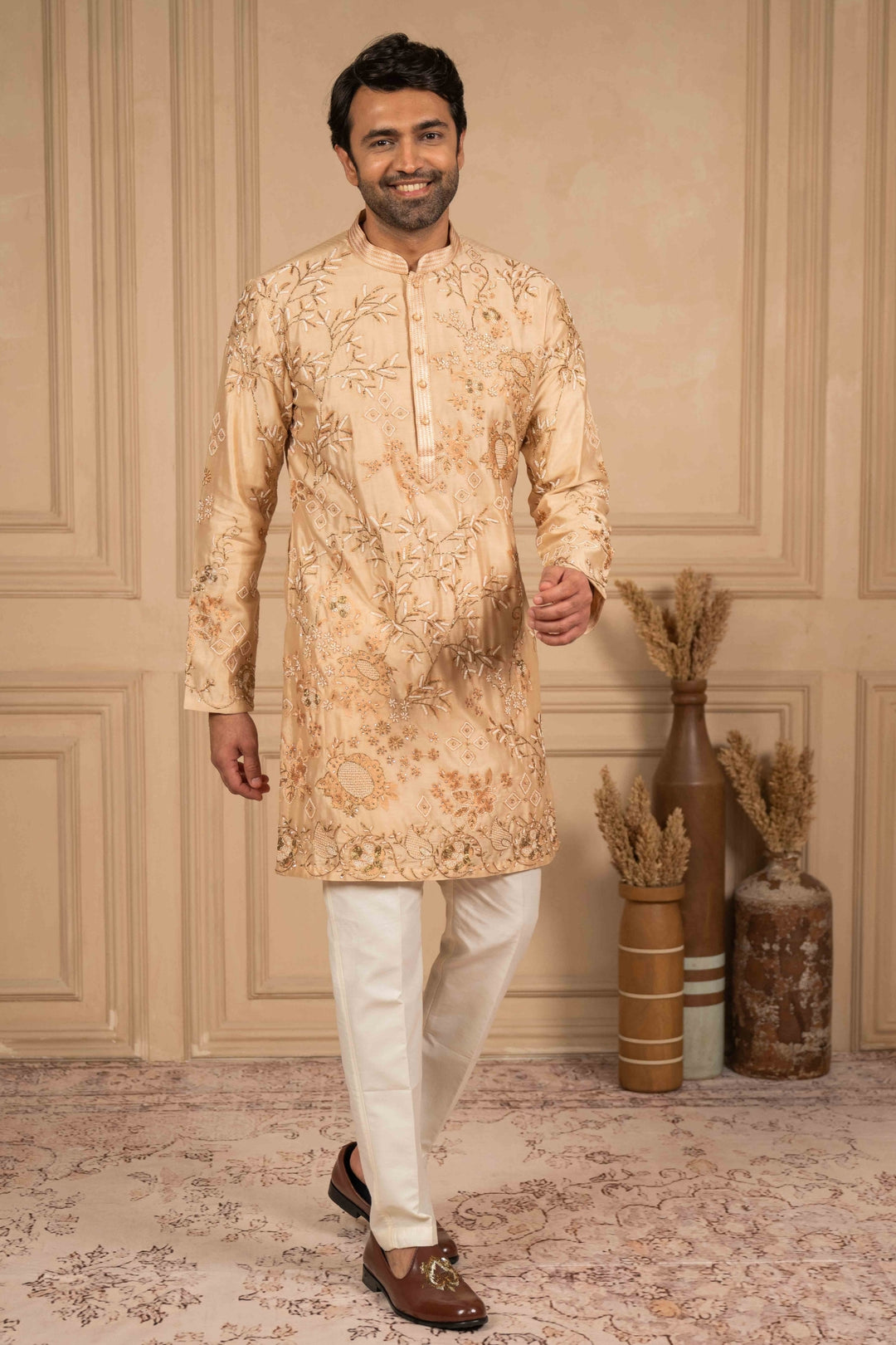 Dusty Peach Embroidered kurta