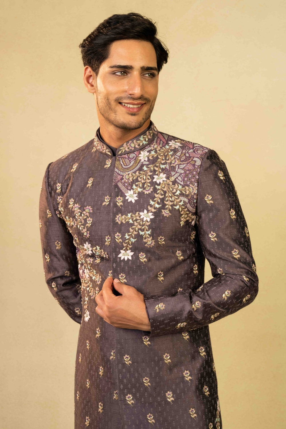 Dusty Purple Indo-Western with Embroidery