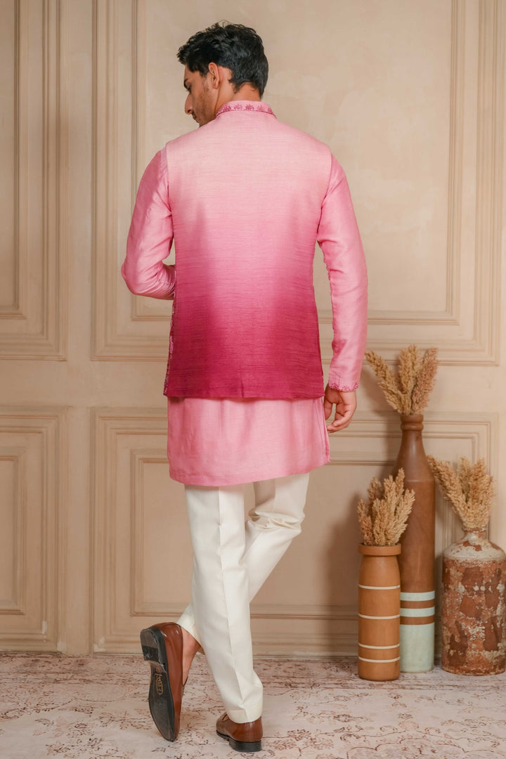 Dusty to Mulberry Pink Ombre Koti-Kurta