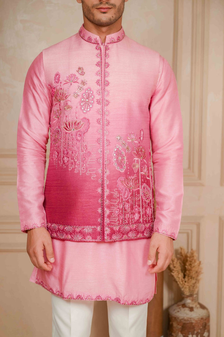 Dusty to Mulberry Pink Ombre Koti-Kurta