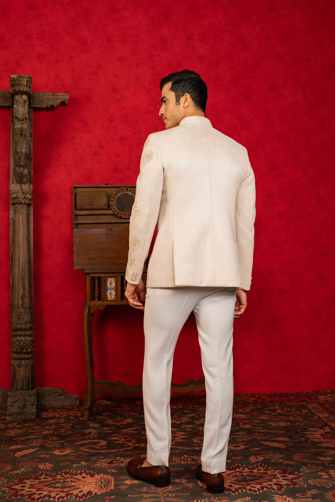 Exquisite Jodhpuri Ensemble with Intricate Hand Embroidery and Sequin Accents – Image 5