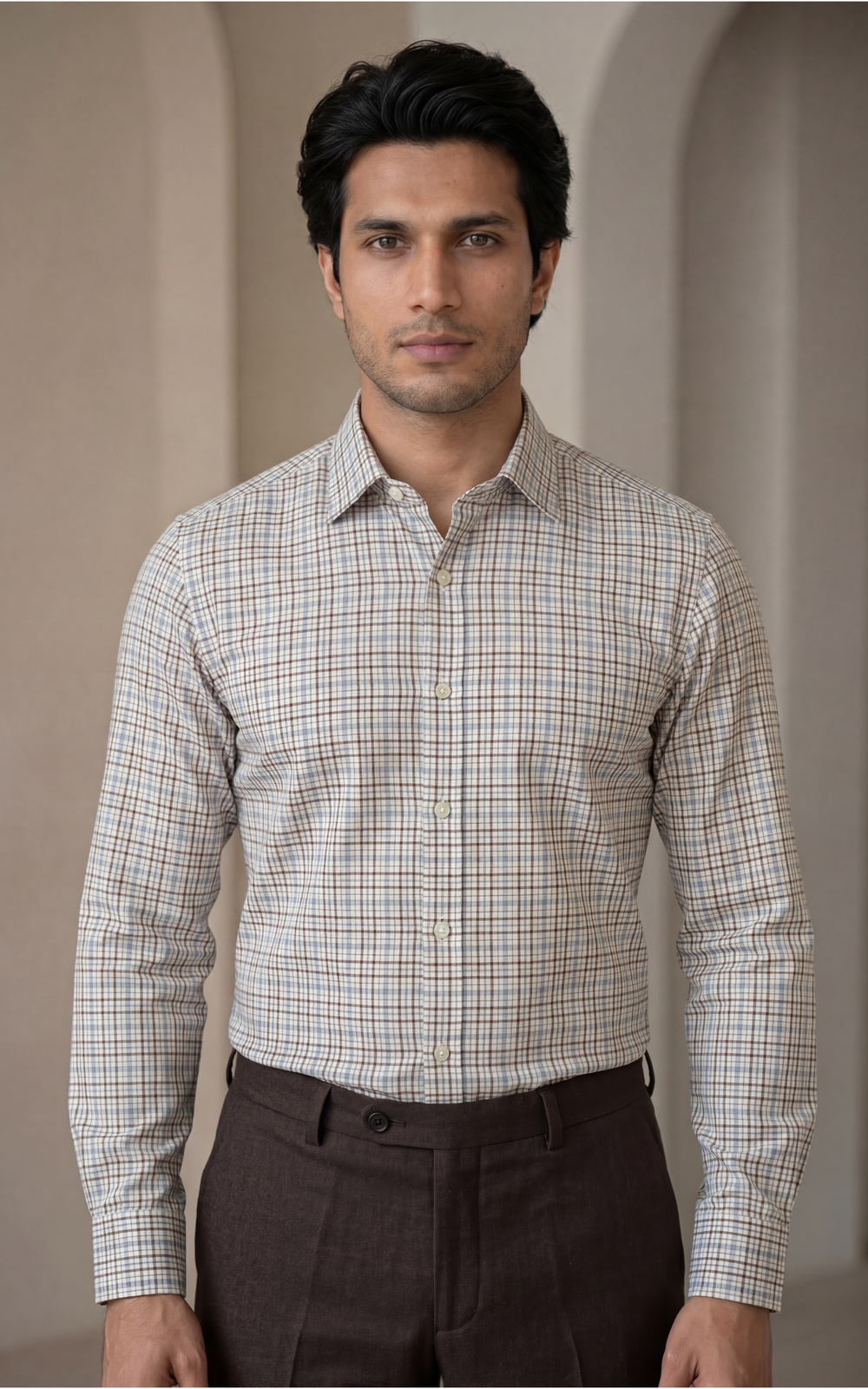 Cotton & Wool Checked QualityShirt for Men – Regular Fit Premium