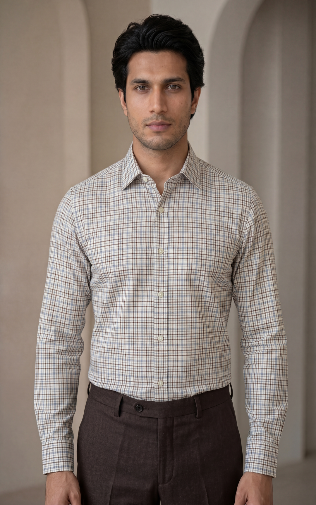 Cotton & Wool Checked Shirt for Men – Regular Fit Premium Quality