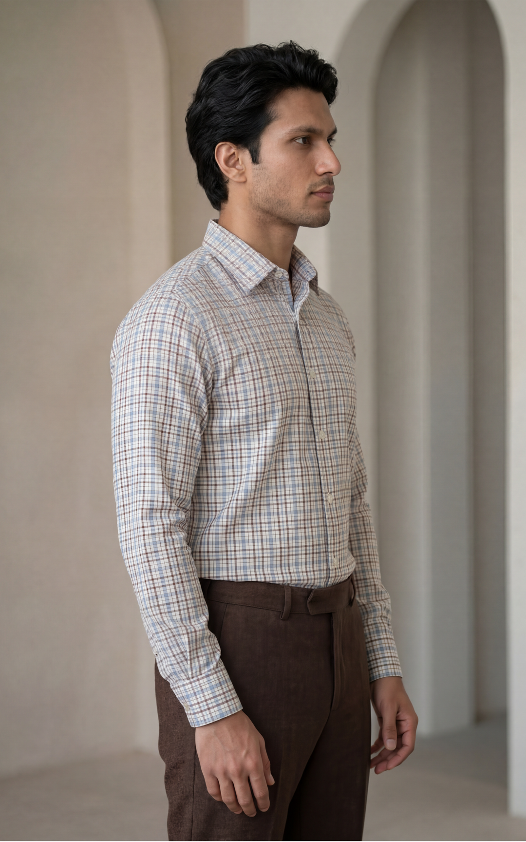 Cotton & Wool Checked QualityShirt for Men – Regular Fit Premium – Image 3