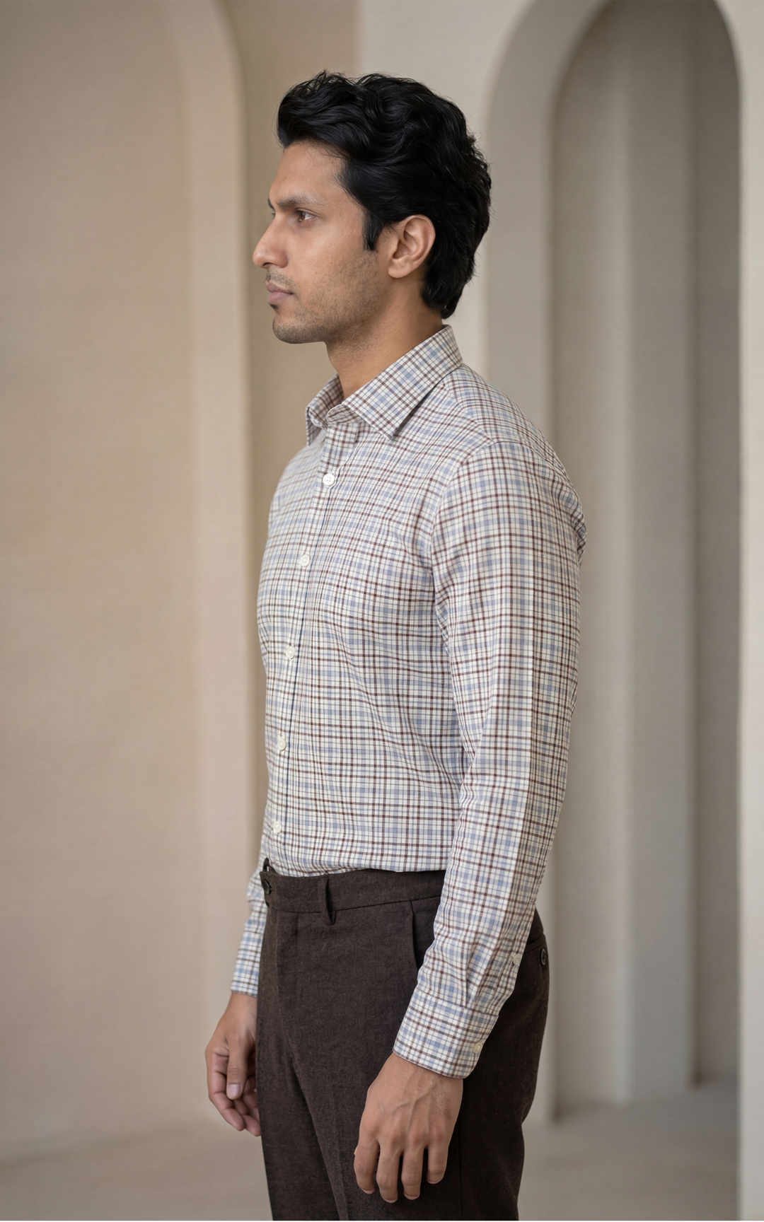 Cotton & Wool Checked QualityShirt for Men – Regular Fit Premium