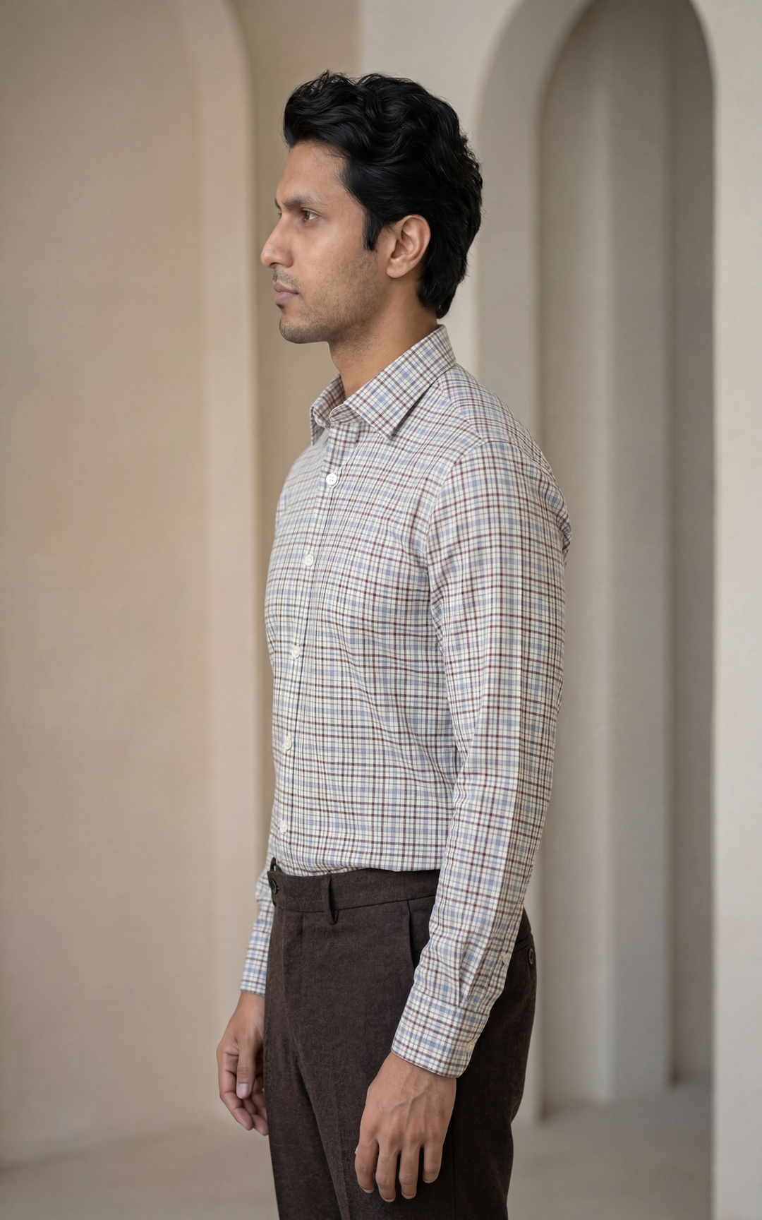 Cotton & Wool Checked Shirt for Men – Regular Fit Premium Quality – Image 4