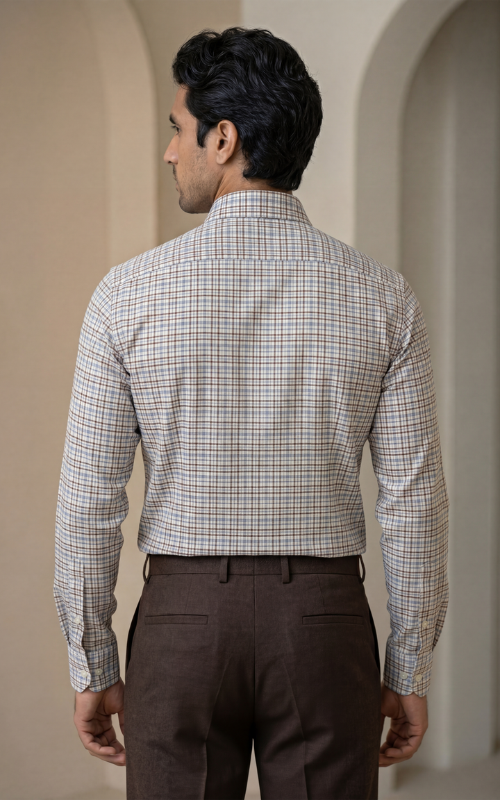 Cotton & Wool Checked QualityShirt for Men – Regular Fit Premium