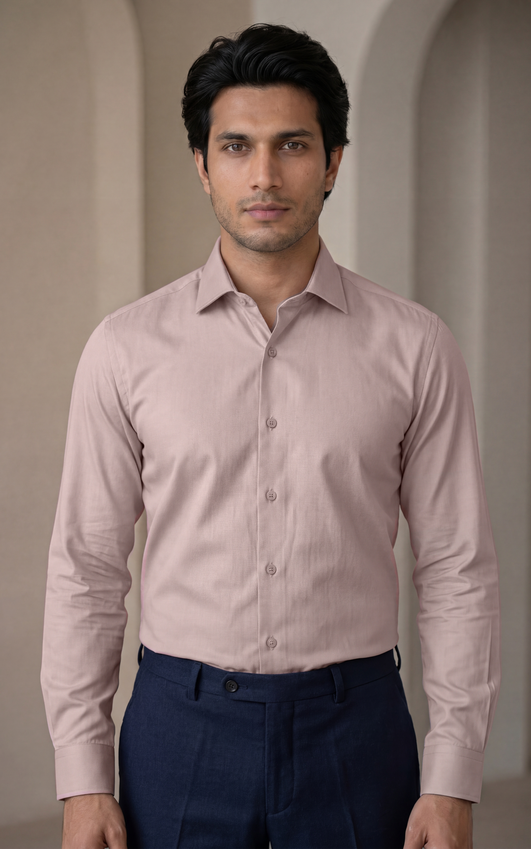 Plain Pink Giza Cotton Shirt for Men – Regular Fit Formal Wear