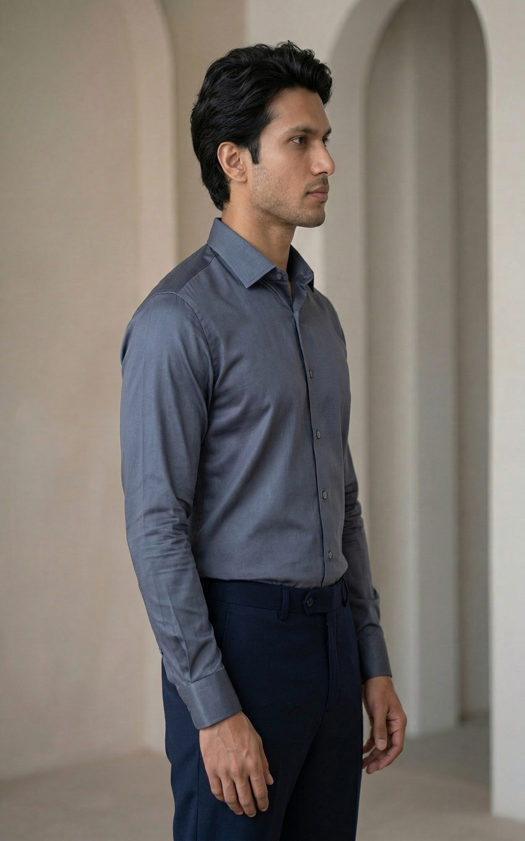 Giza Cotton Formal Shirt for Men – Regular Fit Plain Lightweight – Image 3